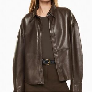 Aritzia Babaton Dark Brown Leather Jacket